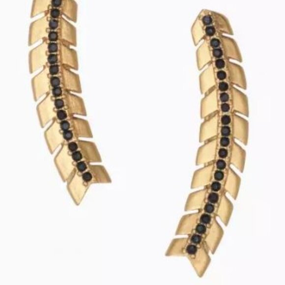 ✨ Stella & Dot Single Ear Crawler – Gold Tone with Black Rhinestones ✨ - Picture 3 of 5